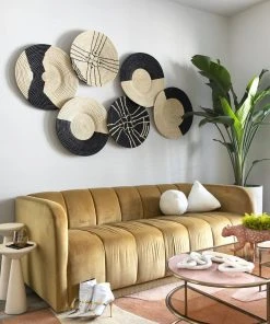 KAZI Striped Black + Natural Raffia Plate II 1 KAZI Striped Black + Natural Raffia Plate II