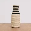 KAZI Striped Black Raffia Vase Home Goods