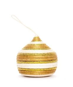 KAZI Striped Gold Bulb Ornament