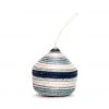 KAZI Fair Trade Striped Soft Blue + Silver Bulb Ornament