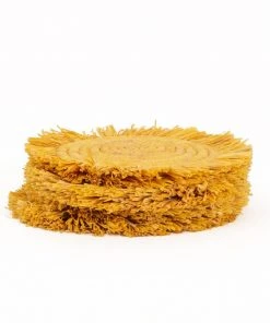 KAZI Sunset Fringed Oversized Raffia Coaster Set