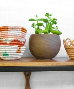 KAZI Home Goods Tiny Peach Hooped Raffia Catch All