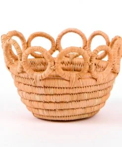 KAZI Home Goods Tiny Peach Hooped Raffia Catch All
