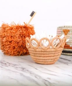 KAZI Home Goods Tiny Peach Hooped Raffia Catch All
