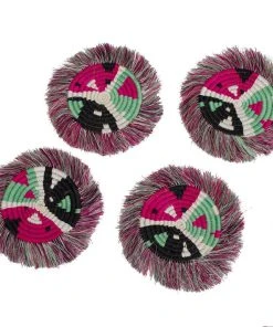 KAZI Vivid Viola Matisse Fringed Coasters Home Goods