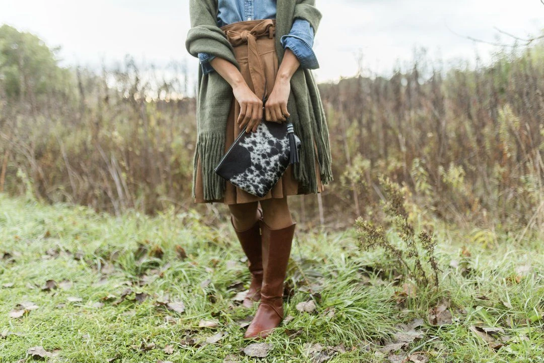 Abby Alley Handcrafted Keely Clutch - Black Cow Hair Abby Alley Handcrafted Keely Clutch - Black Cow Hair