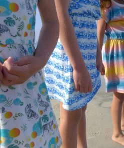 Honey Cake Tiger Kids' Hello Fun Wave Short Sleeve Dress