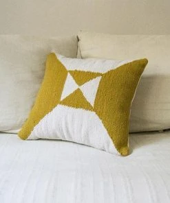 Kiliim Cream + Yellow Arrows Wool Throw Pillow Cover