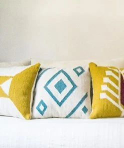 Kiliim Cream + Yellow Arrows Wool Throw Pillow Cover