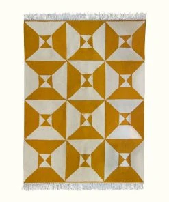 Kiliim Cream + Yellow Arrows Wool Rug