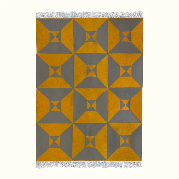 Kiliim Home Goods Gray + Yellow Arrows Wool Rug Kiliim Home Goods Gray + Yellow Arrows Wool Rug
