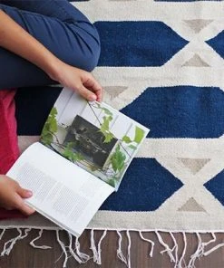 Kiliim Hexa Blue Wool Rug