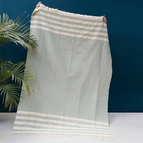 Kiliim Mint Stripes Throw Blanket Home Goods Kiliim Mint Stripes Throw Blanket Home Goods