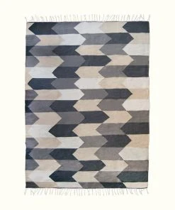 Kiliim Neutral Chevron Wool Runner / Rug
