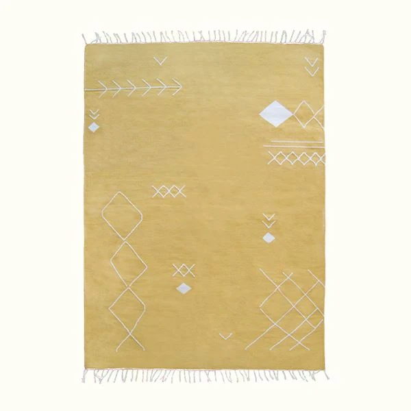 Kiliim Home Goods Yellow Scattered Stitch Wool Rug Kiliim Home Goods Yellow Scattered Stitch Wool Rug