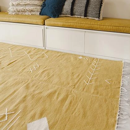 Kiliim Home Goods Yellow Scattered Stitch Wool Rug Kiliim Home Goods Yellow Scattered Stitch Wool Rug