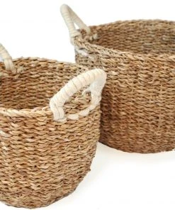 Korissa Savar Basket With White Handles Set