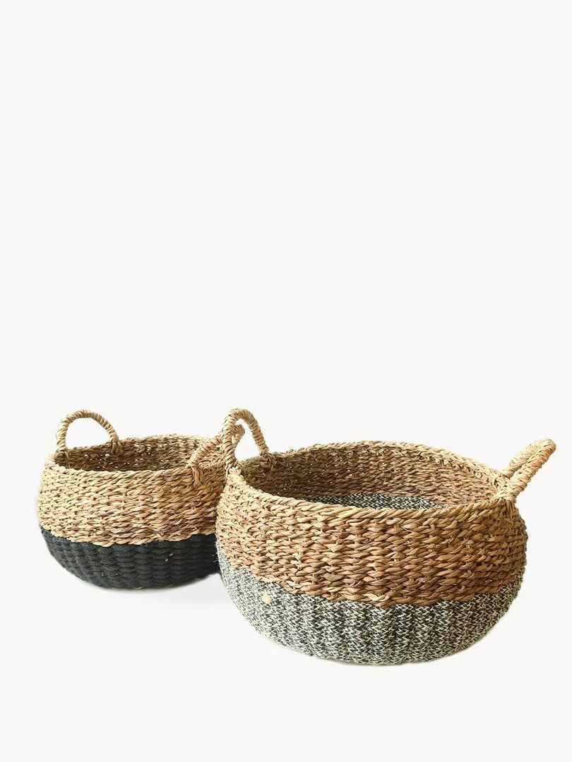 Korissa Home Goods Ula Floor Basket Set - Black Korissa Home Goods Ula Floor Basket Set - Black