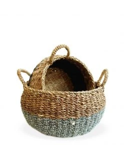 Korissa Home Goods Ula Floor Basket Set - Black 2 Korissa Home Goods Ula Floor Basket Set - Black