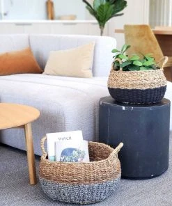 Korissa Home Goods Ula Floor Basket Set - Black 1 Korissa Home Goods Ula Floor Basket Set - Black