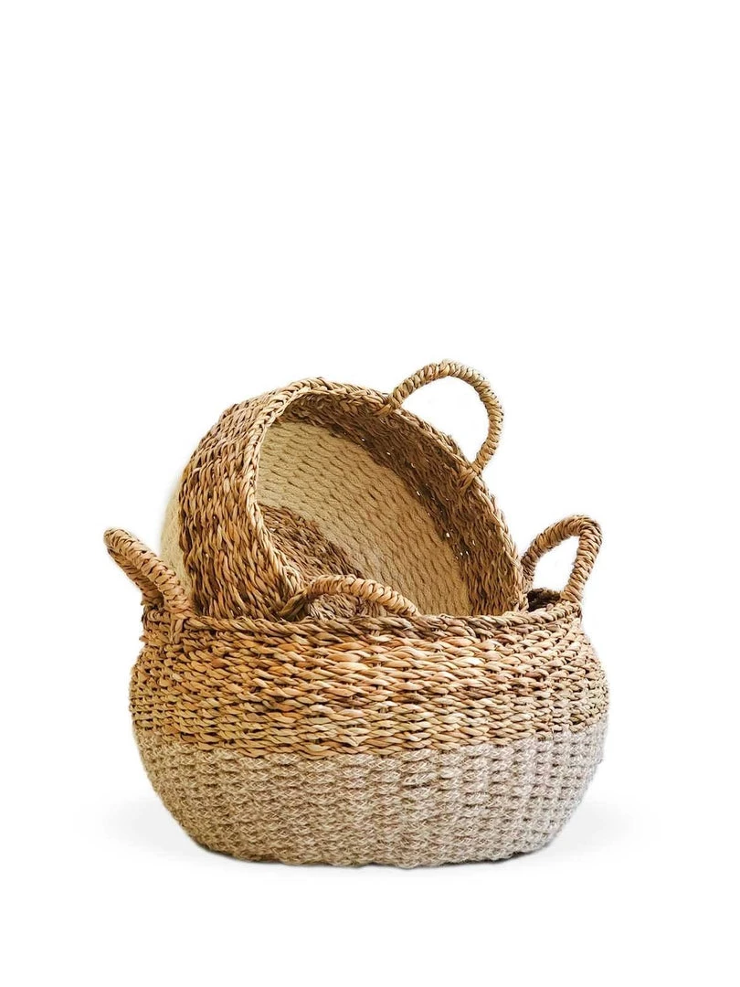 Korissa Ula Floor Basket Set - Natural Korissa Ula Floor Basket Set - Natural