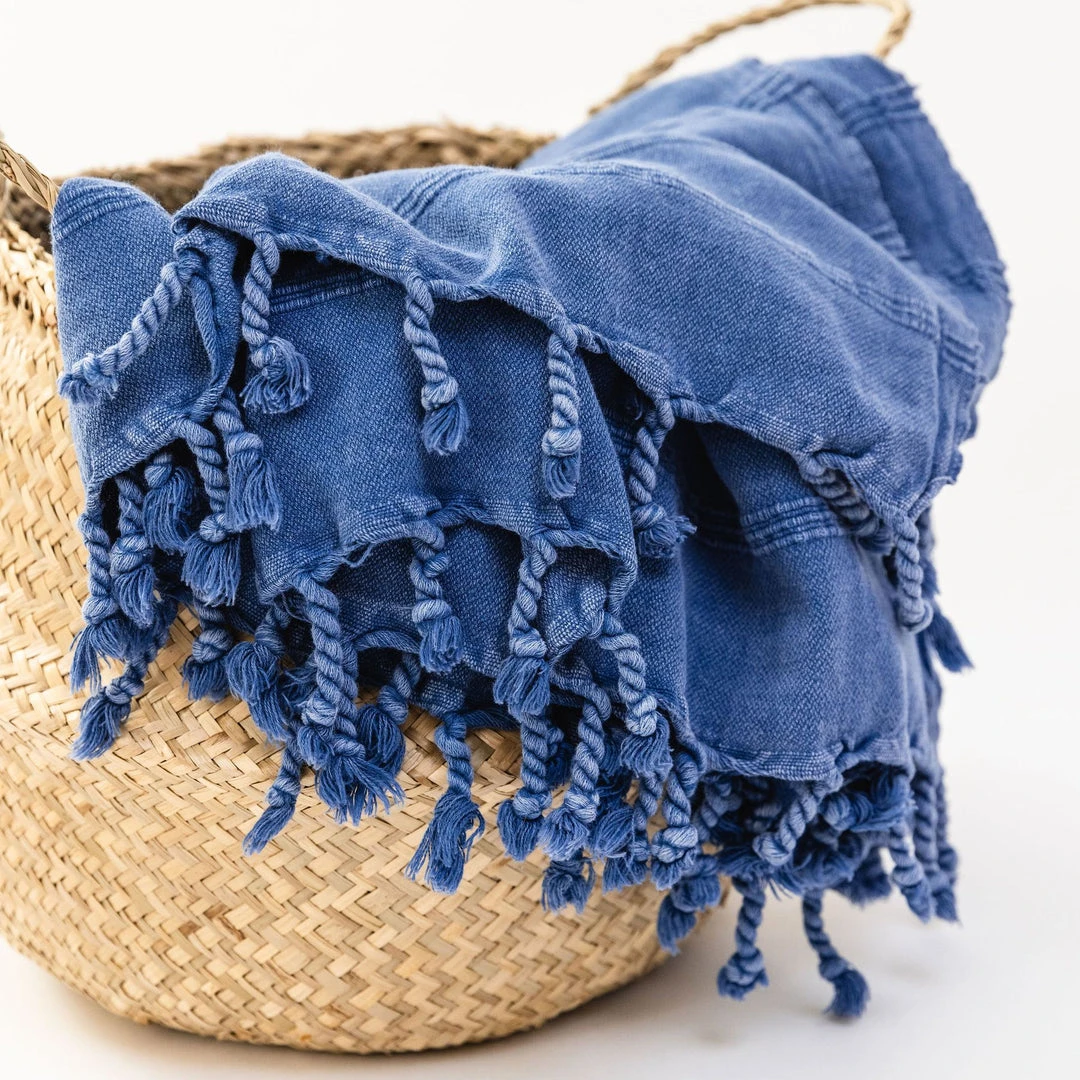 Amante Marketplace Throw Blankets Kurios Turkish Towel / Blanket - Blue Amante Marketplace Throw Blankets Kurios Turkish Towel / Blanket - Blue