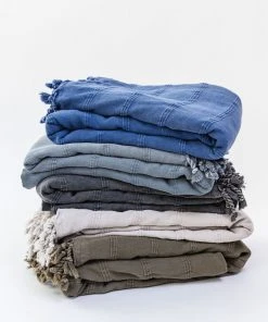 Amante Marketplace Throw Blankets Kurios Turkish Towel / Blanket - Blue 2 Amante Marketplace Throw Blankets Kurios Turkish Towel / Blanket - Blue