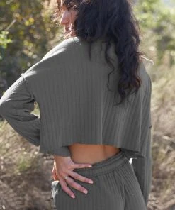 LA Relaxed New Arrivals Pointelle Puff Sleeve Crop Top