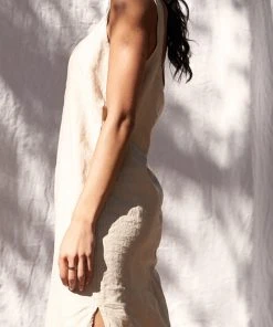 LA Relaxed New Arrivals Washed Linen Column Dress