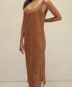 LA Relaxed New Arrivals Washed Linen Column Dress