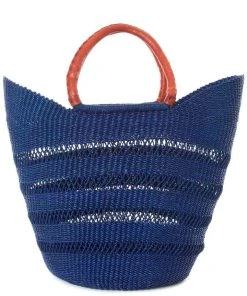 Swahili African Modern Accessories Navy Blue Lacework Wing Shopper Bag