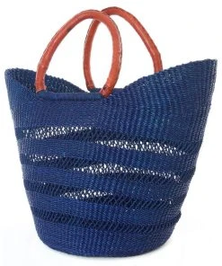 Swahili African Modern Accessories Navy Blue Lacework Wing Shopper Bag