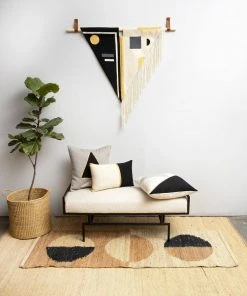 Leah Singh Black + White Wool Fringe Tapestry Home Goods