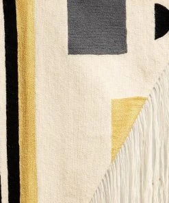 Leah Singh Black + White Wool Fringe Tapestry Home Goods