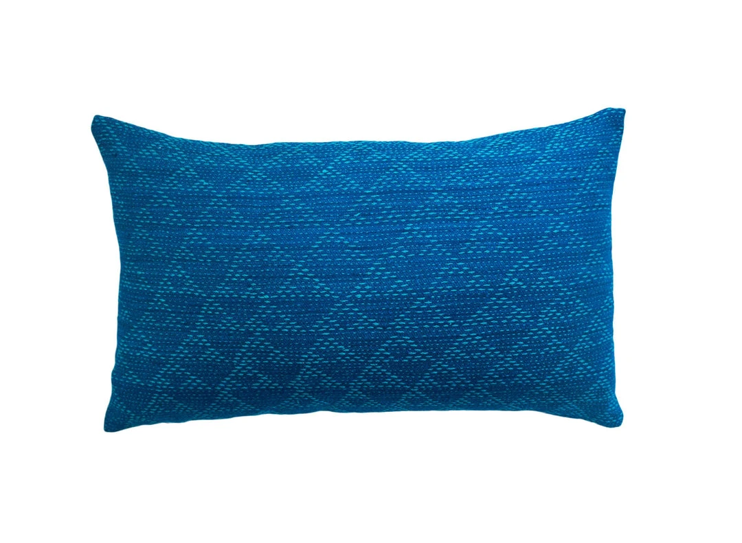 Leah Singh Eva Wool Lumbar Pillow Cover - Indigo + Aqua Home Goods Leah Singh Eva Wool Lumbar Pillow Cover - Indigo + Aqua Home Goods