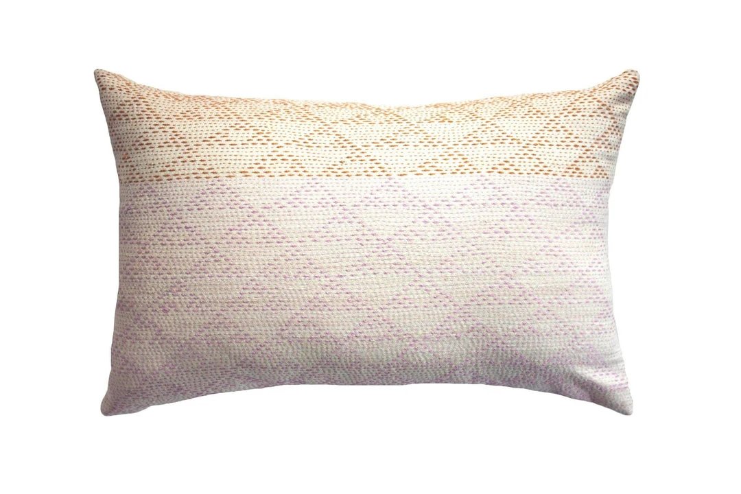 Leah Singh Eva Wool Lumbar Pillow Cover - Ivory + Pink Leah Singh Eva Wool Lumbar Pillow Cover - Ivory + Pink