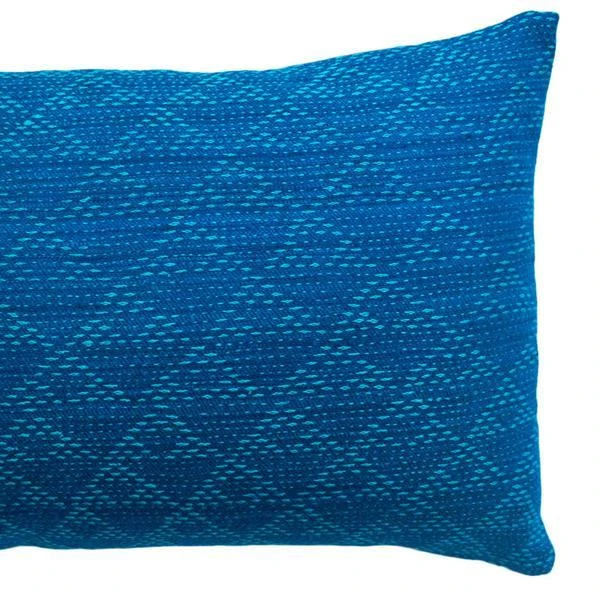 Leah Singh Eva Wool Lumbar Pillow Cover - Indigo + Aqua Home Goods Leah Singh Eva Wool Lumbar Pillow Cover - Indigo + Aqua Home Goods