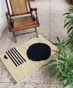 Leah Singh Lola Jute Rug - Circle + Lines