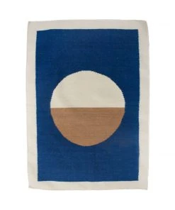 Leah Singh Luna Circle Wool Rug - Blue