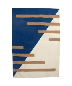Leah Singh Luna Stripes Wool Rug - Blue