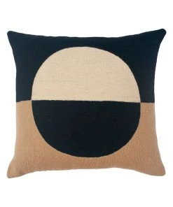 Leah Singh Marianne Circle Wool Throw Pillow Cover - Black Home Goods