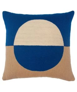 Leah Singh Marianne Circle Wool Throw Pillow Cover - Blue