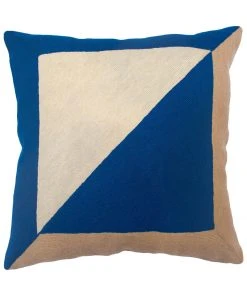 Leah Singh Home Goods Marianne Square Wool Throw Pillow Cover - Blue