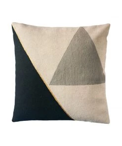Leah Singh Midnight Cliff Wool Throw Pillow Cover - Black + Creme