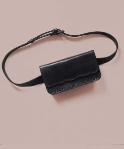 Purse & Clutch Leather Belt Bag - Charcoal