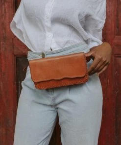 Purse & Clutch Leather Belt Bag - Russet Brown