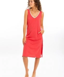 Leena & Lu Pima Long Dress - Coral BIPOC Owned