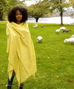 Swahili African Modern Lemon Gabi Tablecloth / Throw Blanket