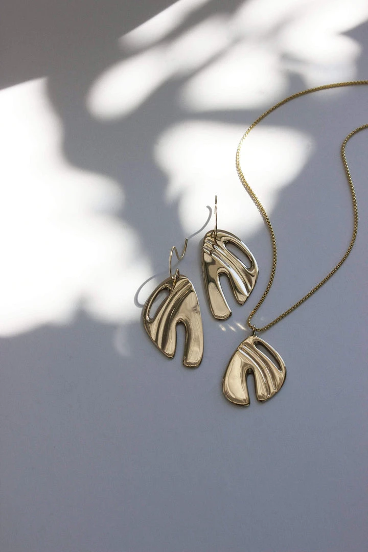 L.Greenwalt Jewelry Abstract Monstera Earrings Special Occasion L.Greenwalt Jewelry Abstract Monstera Earrings Special Occasion