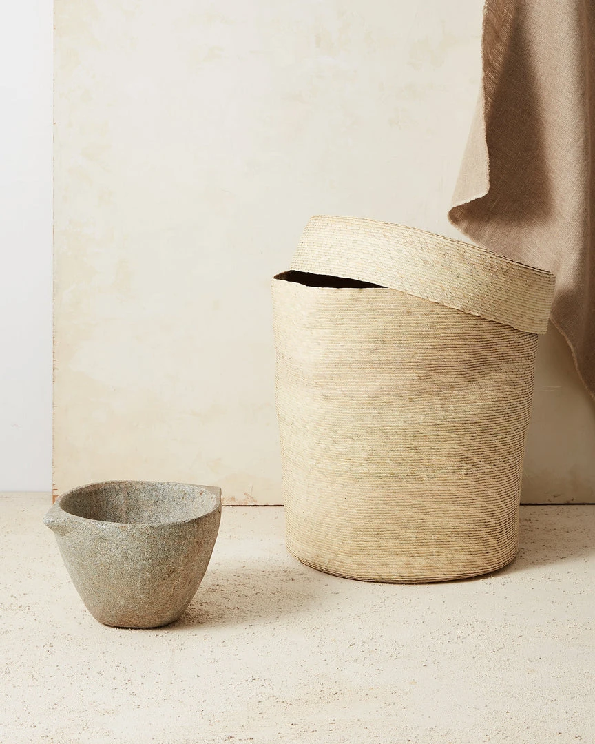 Minna Lidded Palm Basket Minna Lidded Palm Basket